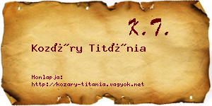 Kozáry Titánia névjegykártya